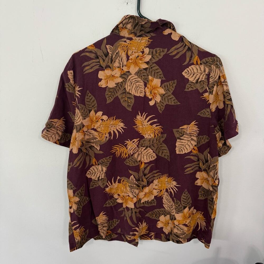 Vintage Sag Harbor Tropical Palm Casual Button Down Shirt Size Large 100% Silk - Picture 2 of 7